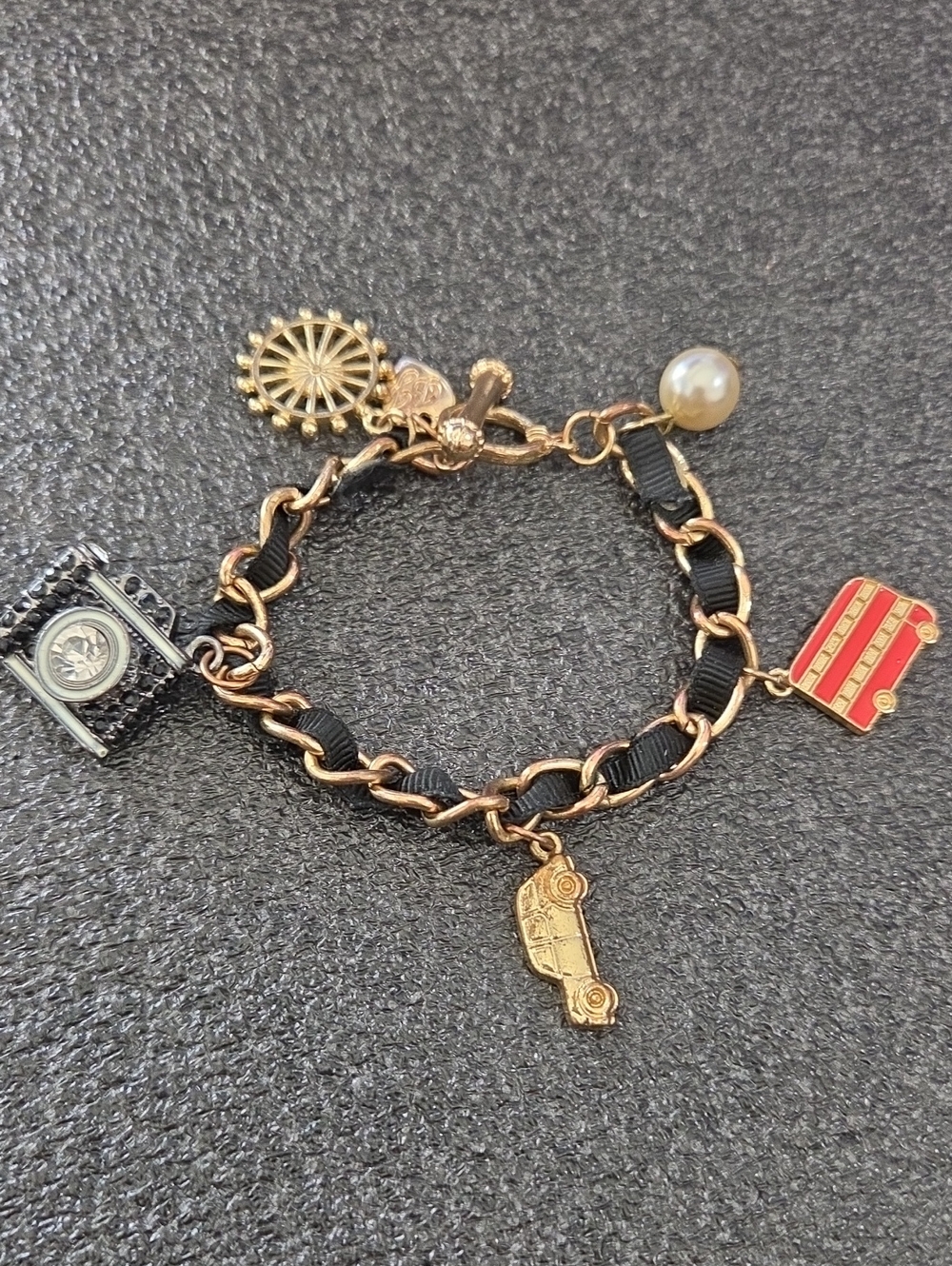 Vintage Betsey Johnson England Travel Charm Bracelet